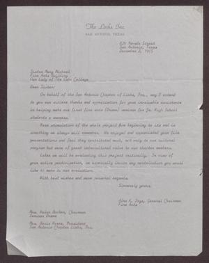 Primary view of object titled '[Letter from Alma K. Inge to Sister Mary Michael - December 2, 1965]'.
