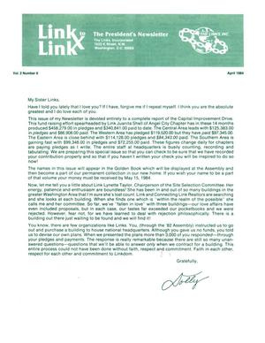 Primary view of object titled 'Link to Link: The President's Newsletter, Volume 2, Number 6, April 1984'.