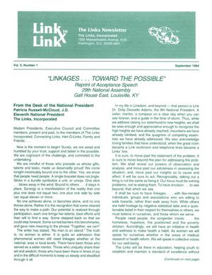 Primary view of object titled 'Link to Link: The President's Newsletter, Volume 5, Number 1, September 1994'.