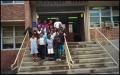 Photograph: [Schoolchildren on the steps of Gates Elementary School]