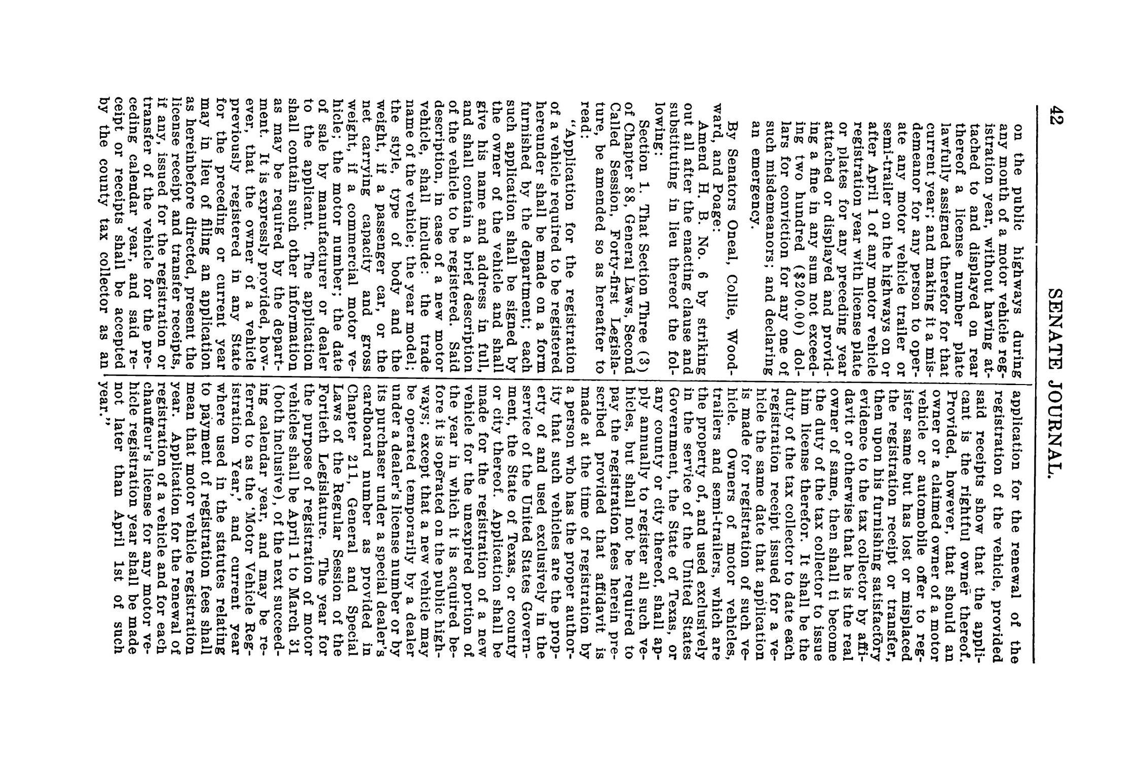 Journal of the Senate of Texas being the Second Called Session of the Forty-Third Legislature
                                                
                                                    42
                                                