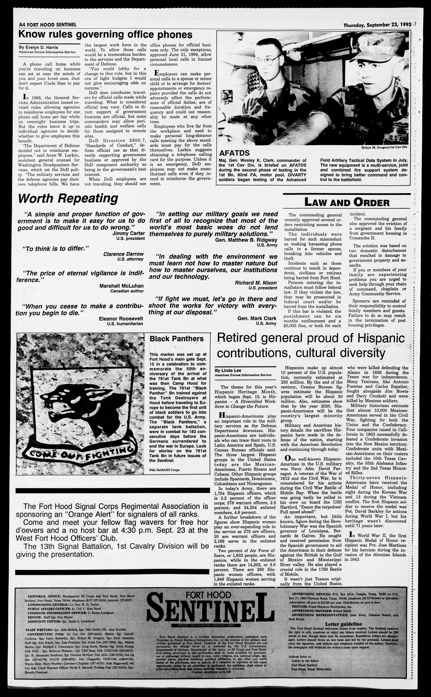The Fort Hood Sentinel (Temple, Tex.), Vol. 53, No. 4, Ed. 1 Thursday, September 23, 1993
                                                
                                                    [Sequence #]: 4 of 34
                                                