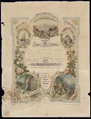 Primary view of object titled 'Marriage certificate in German'.