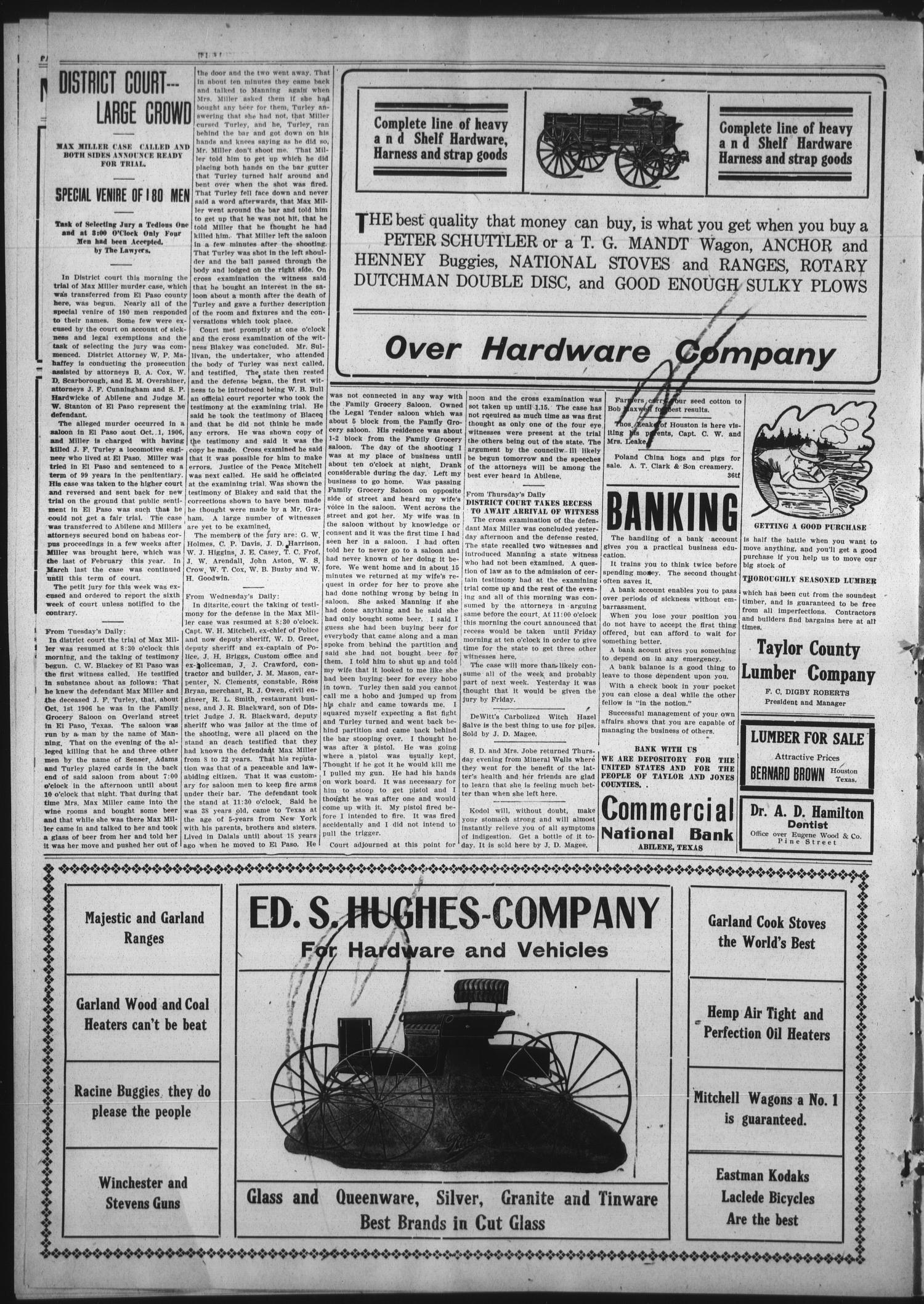 The Abilene Reporter (Abilene, Tex.), Vol. 29, No. 38, Ed. 1 Friday, September 25, 1908
                                                
                                                    [Sequence #]: 2 of 11
                                                