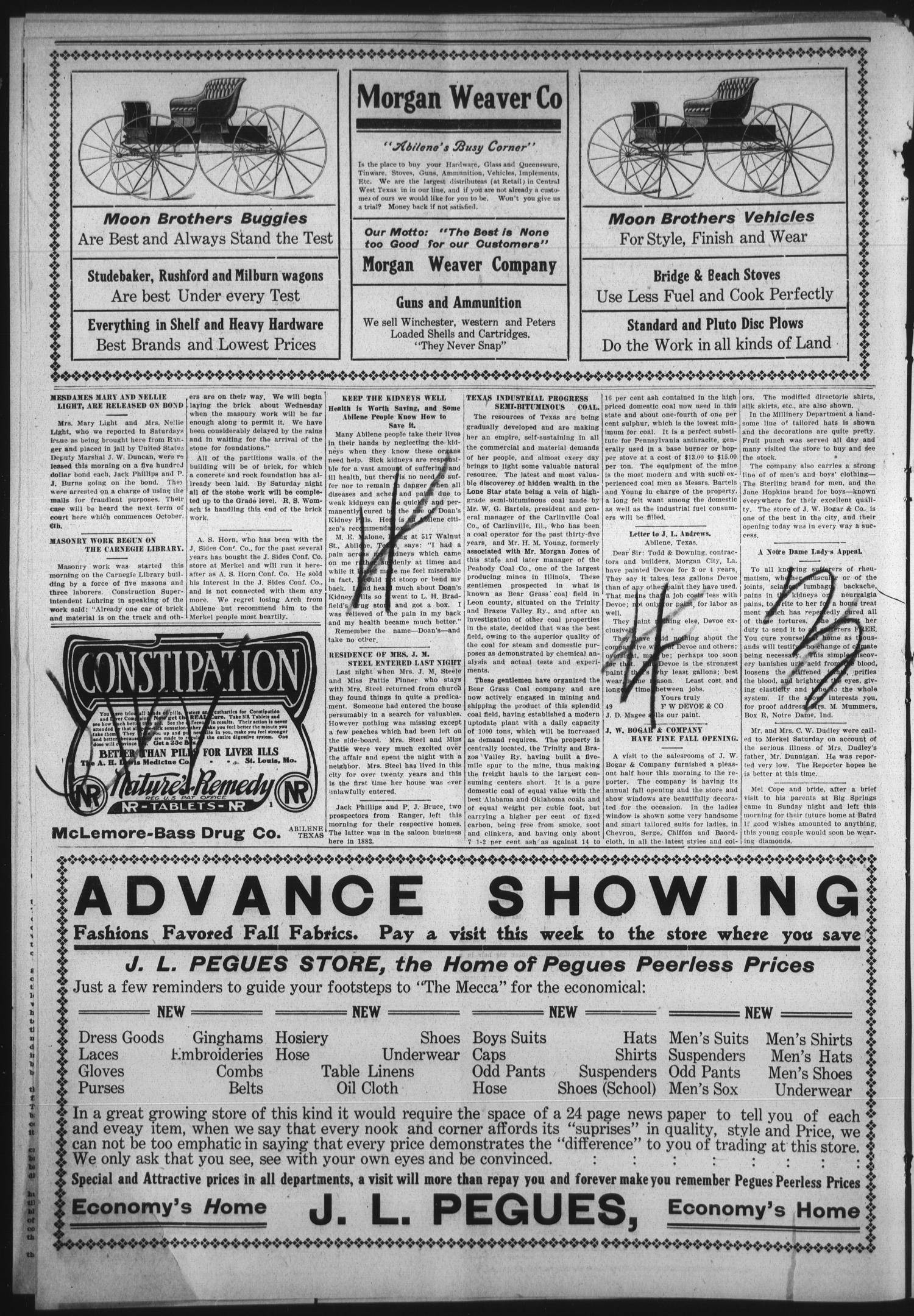 The Abilene Reporter (Abilene, Tex.), Vol. 29, No. 38, Ed. 1 Friday, September 25, 1908
                                                
                                                    [Sequence #]: 9 of 11
                                                