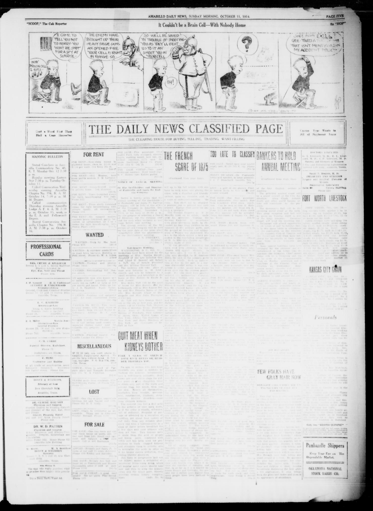 Amarillo Daily News (Amarillo, Tex.), Vol. 4, No. 294, Ed. 1 Sunday, October 11, 1914
                                                
                                                    [Sequence #]: 5 of 6
                                                
