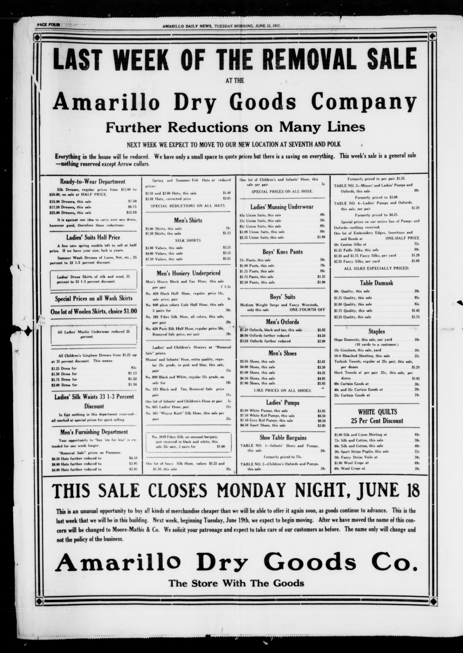 Amarillo Daily News (Amarillo, Tex.), Vol. 8, No. 188, Ed. 1 Tuesday, June 12, 1917
                                                
                                                    [Sequence #]: 4 of 8
                                                
