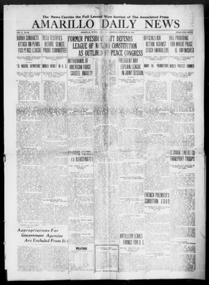 Primary view of object titled 'Amarillo Daily News (Amarillo, Tex.), Vol. 10, No. 96, Ed. 1 Saturday, February 22, 1919'.