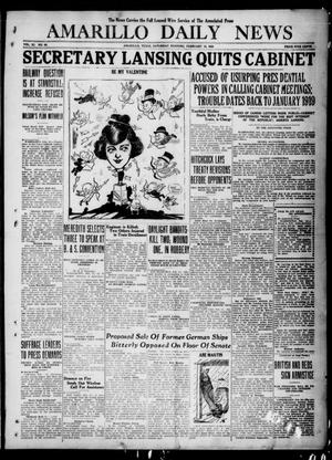 Primary view of object titled 'Amarillo Daily News (Amarillo, Tex.), Vol. 11, No. 89, Ed. 1 Saturday, February 14, 1920'.