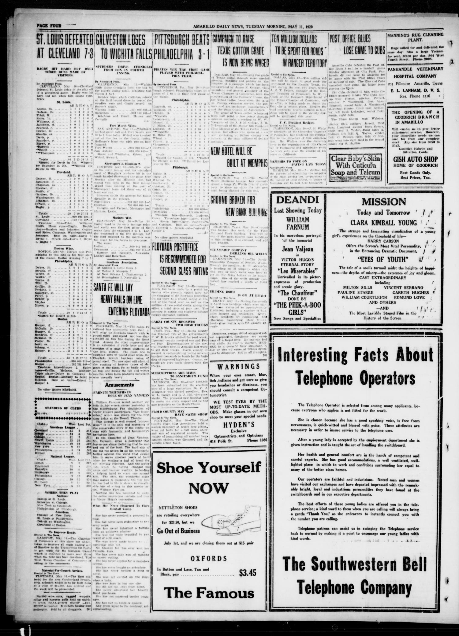 Amarillo Daily News (Amarillo, Tex.), Vol. 11, No. 163, Ed. 1 Tuesday, May 11, 1920
                                                
                                                    [Sequence #]: 4 of 10
                                                