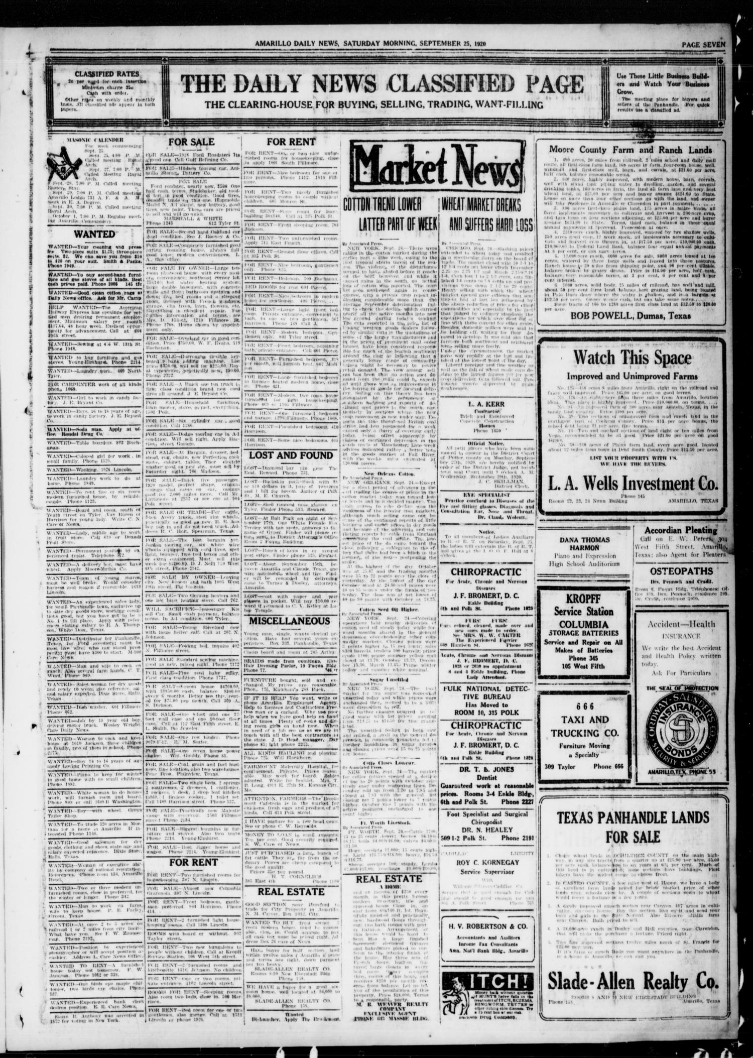 Amarillo Daily News (Amarillo, Tex.), Vol. 11, No. 281, Ed. 1 Saturday, September 25, 1920
                                                
                                                    [Sequence #]: 7 of 12
                                                
