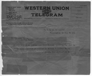 Primary view of object titled '[Western Union Telegram to Soloman Falls]'.