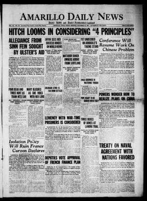 Primary view of object titled 'Amarillo Daily News (Amarillo, Tex.), Vol. 12, No. 278, Ed. 1 Friday, November 25, 1921'.