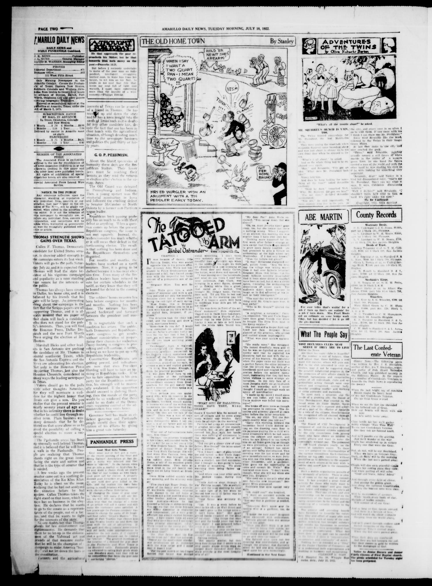 Amarillo Daily News (Amarillo, Tex.), Vol. 13, No. 162, Ed. 1 Sunday, July 16, 1922
                                                
                                                    [Sequence #]: 26 of 28
                                                