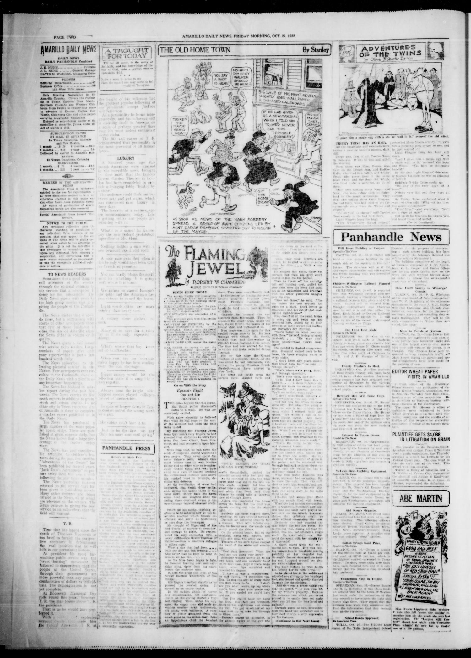 Amarillo Daily News (Amarillo, Tex.), Vol. 13, No. 318, Ed. 1 Friday, October 27, 1922
                                                
                                                    [Sequence #]: 6 of 10
                                                