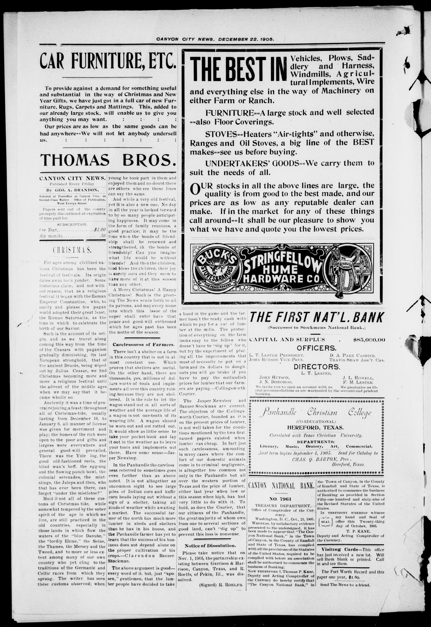 Canyon City News. (Canyon City, Tex.), Vol. 9, No. 41, Ed. 1 Friday, December 22, 1905
                                                
                                                    [Sequence #]: 2 of 4
                                                
