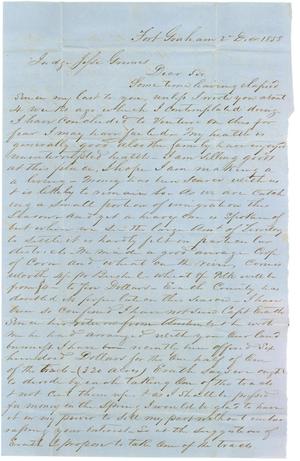 Primary view of object titled '[Letter from Jonathan T. Eubank to Jesse Grimes, December 2, 1858]'.