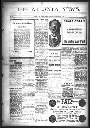 Primary view of object titled 'The Atlanta News. (Atlanta, Tex.), Vol. 9, No. 5, Ed. 1 Thursday, September 17, 1908'.