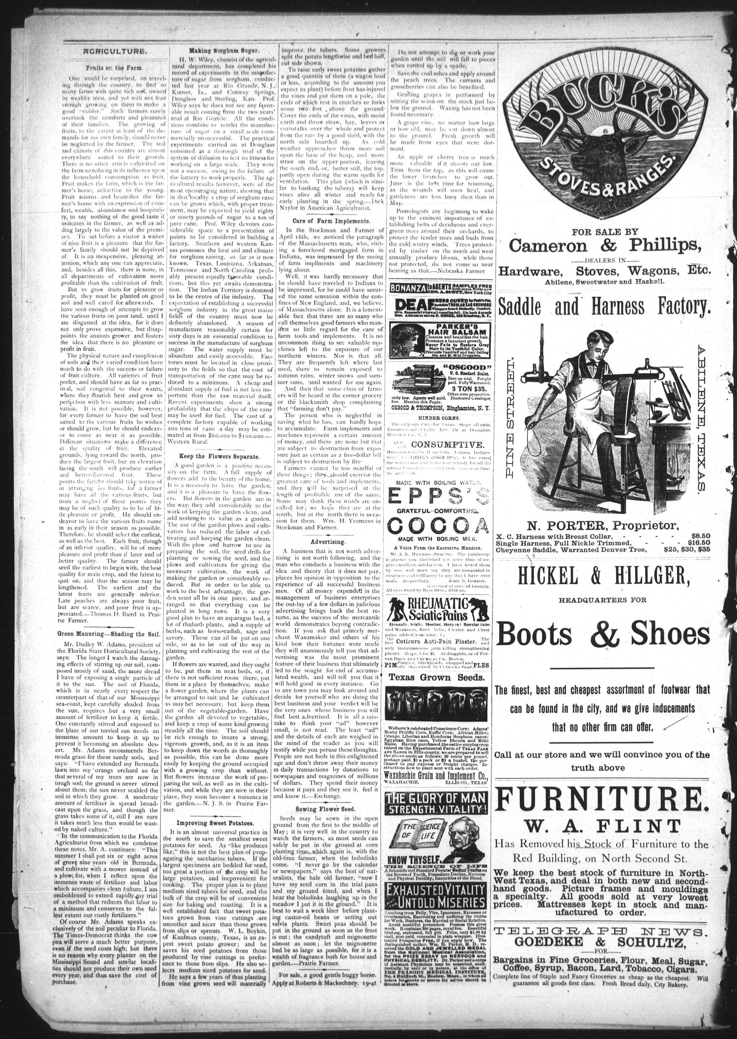 The Abilene Reporter. (Abilene, Tex.), Vol. 8, No. 20, Ed. 1 Friday, May 17, 1889
                                                
                                                    [Sequence #]: 6 of 8
                                                