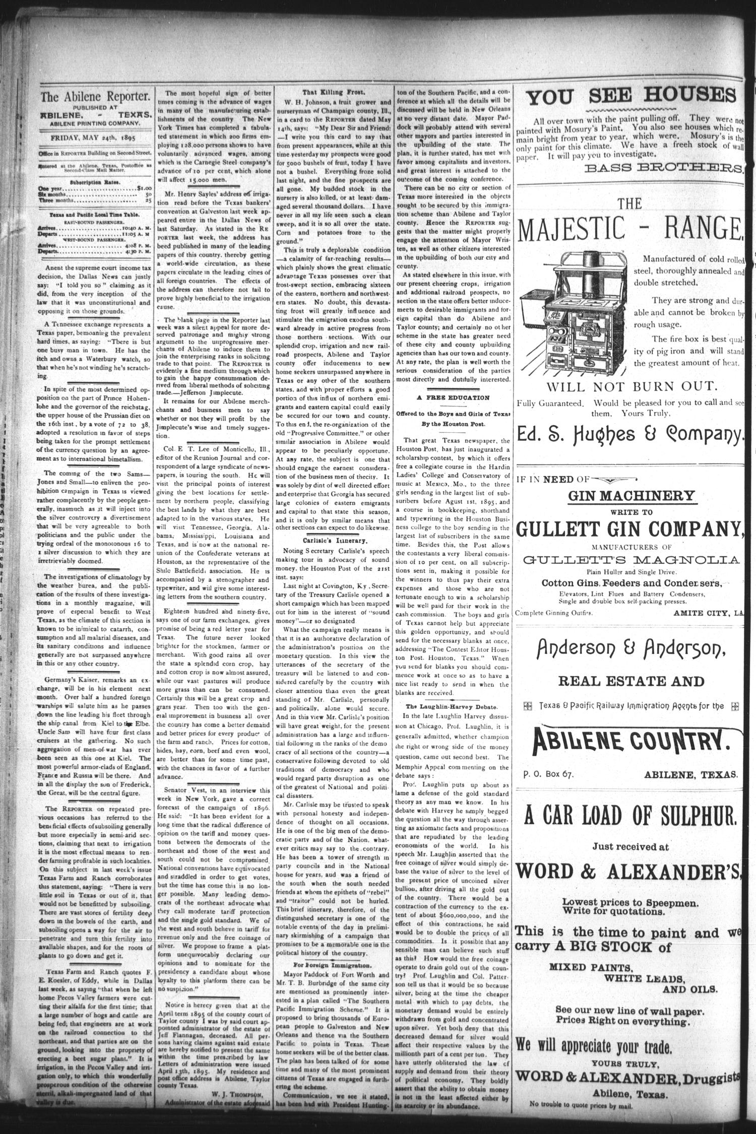 The Abilene Reporter. (Abilene, Tex.), Vol. 14, No. 24, Ed. 1 Friday, May 24, 1895
                                                
                                                    [Sequence #]: 4 of 8
                                                