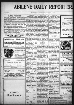 Primary view of object titled 'Abilene Daily Reporter. (Abilene, Tex.), Vol. 10, No. 117, Ed. 1 Wednesday, November 8, 1905'.