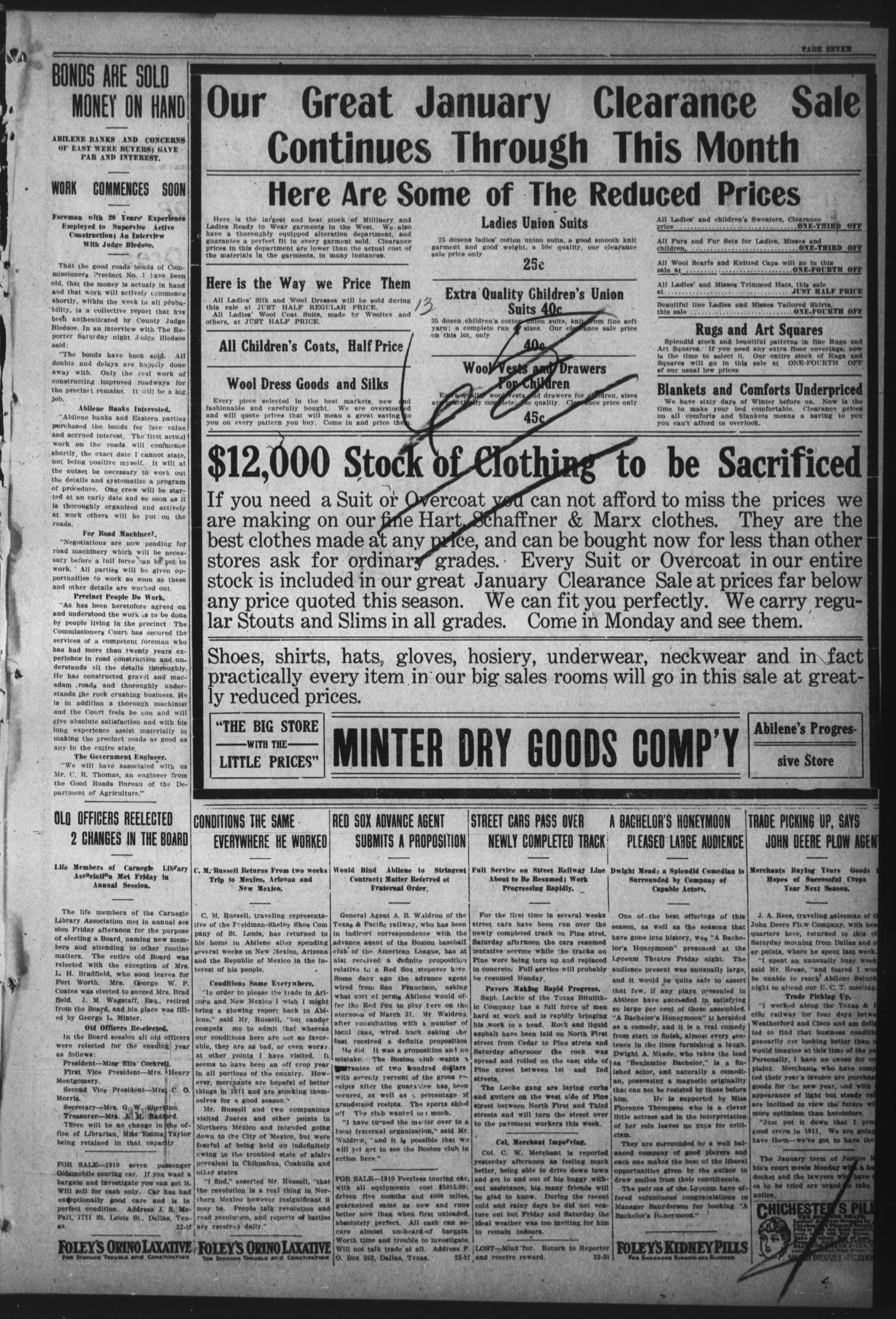 Abilene Daily Reporter (Abilene, Tex.), Vol. 15, No. 117, Ed. 1 Sunday, January 22, 1911
                                                
                                                    [Sequence #]: 7 of 12
                                                