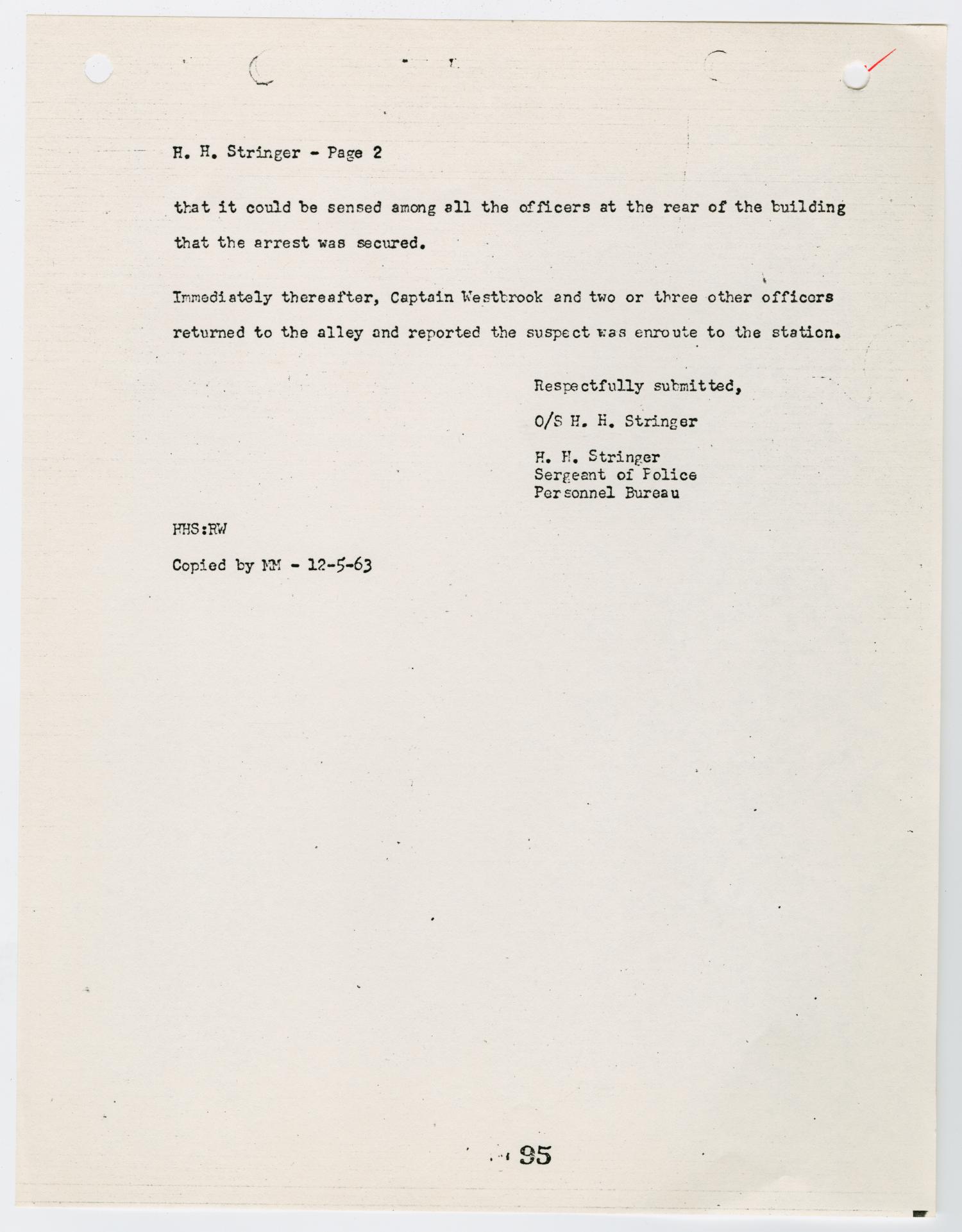 [Report from H. H. Stringer to Chief J. E. Curry, concerning the arrest of Lee Harvey Oswald #2]
                                                
                                                    [Sequence #]: 3 of 4
                                                