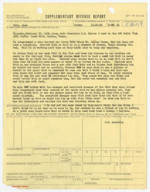 Primary view of object titled '[Supplementary Offense Report by J. R. Leavelle]'.