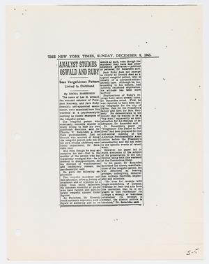 Primary view of object titled '[Newspaper Clipping: Analyst Studies Oswald and Ruby]'.