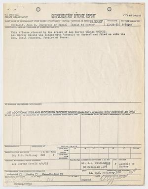 Primary view of object titled '[Supplementary Offense Report by R. E. McKinney, November 29, 1963 #1]'.