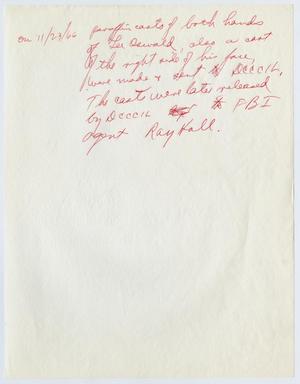 Primary view of object titled '[Handwritten Notes About Paraffin Casts]'.