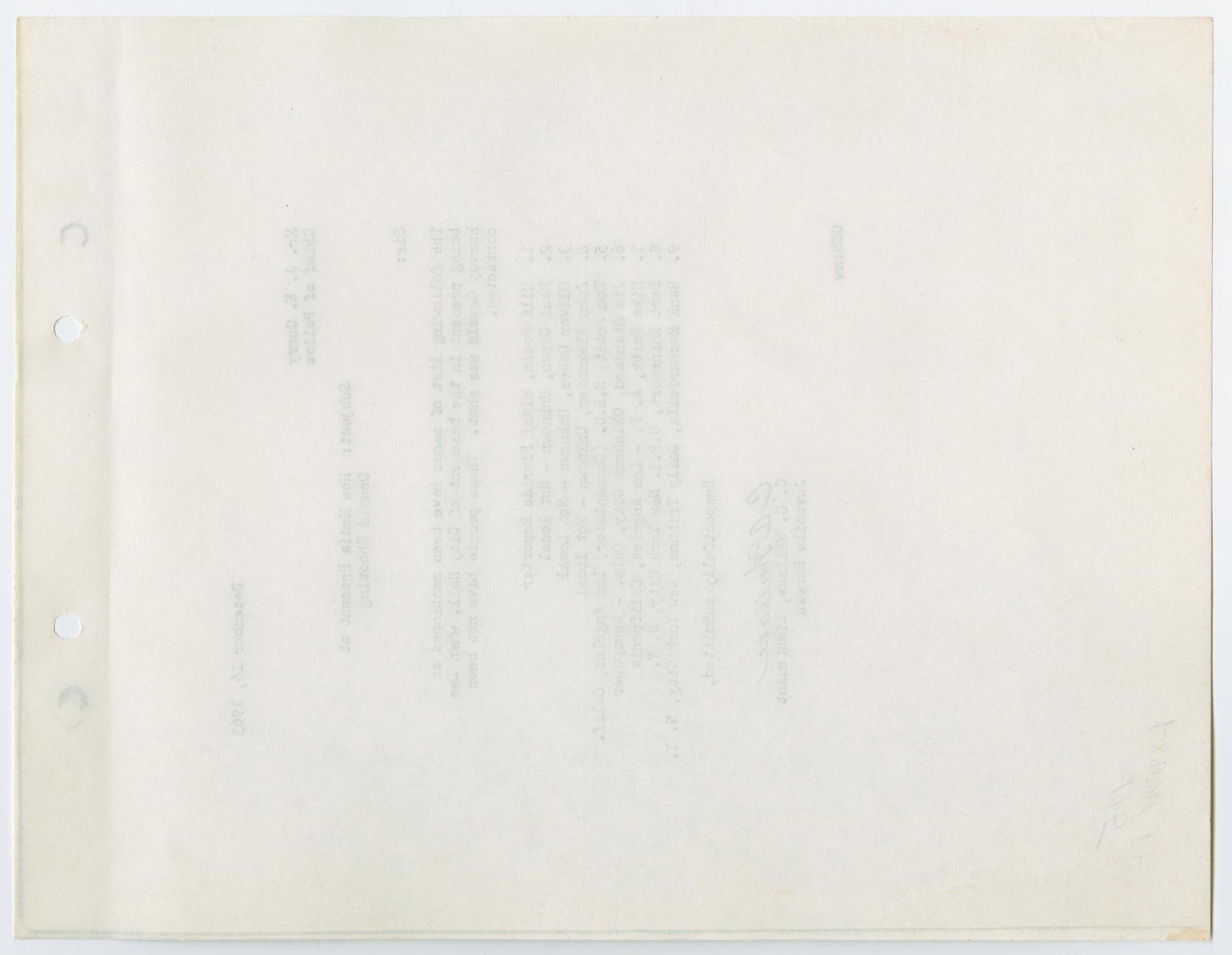 [Report from C. C. Wallace to Chief J. E. Curry, December 16, 1963]
                                                
                                                    [Sequence #]: 2 of 2
                                                