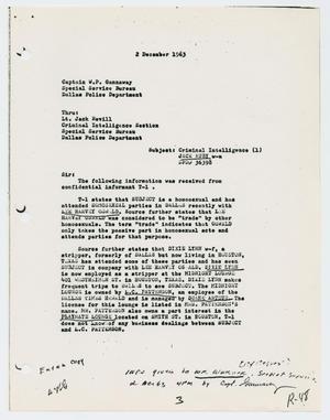 Primary view of object titled '[Report to W. P. Gannaway by H. M. Hart, December 2, 1963 #2]'.
