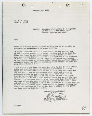 Primary view of object titled '[Report from R. E. Swain to Chief J. E. Curry, November 26, 1963]'.