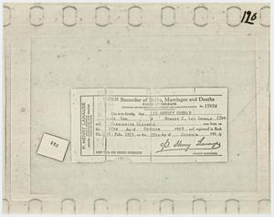 Primary view of object titled '[Lee Harvey Oswald's Birth Certificate]'.