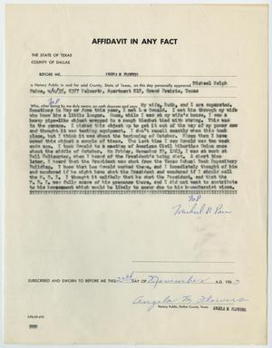Primary view of object titled '[Affidavit in Any Fact - Statement by Michael Ralph Paine, November 23, 1963 #3]'.