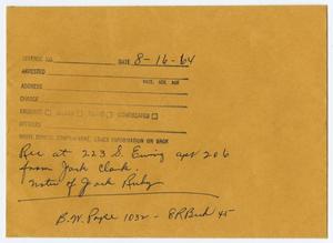 Primary view of object titled '[Envelope Which Once Included Notes of Jack Ruby]'.
