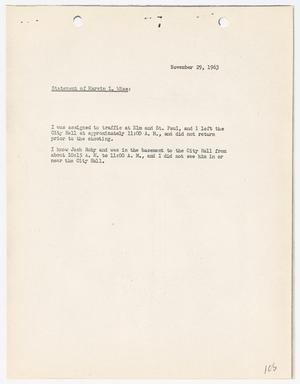 Primary view of object titled '[Statement by Marvin L. Wise, concerning the murder of Lee Harvey Oswald]'.