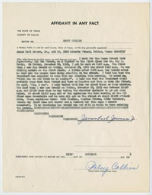 Primary view of object titled '[Affidavit in Any Fact - Statement by James Earl Jarman, Jr., November 23, 1963 #3]'.