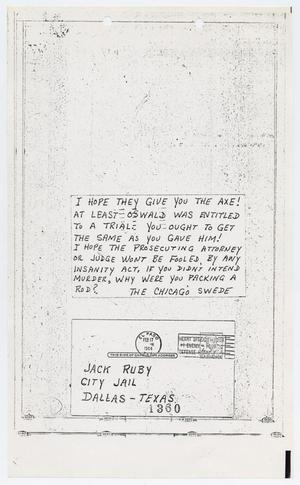 Primary view of object titled '[Letters Sent to Jack Ruby in Dallas County Jail]'.