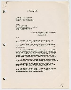 Primary view of object titled '[Report to W. P. Gannaway by D. N. Boyd, January 28, 1964]'.
