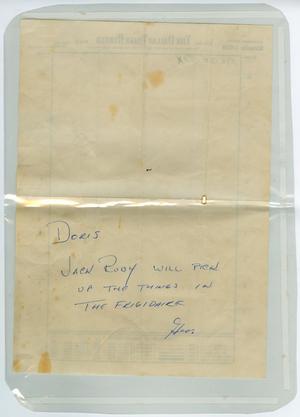Primary view of object titled '[Note Found in Jack Ruby's Apartment]'.