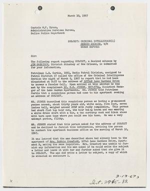 Primary view of object titled '[Report to W. F. Dyson by D. K. Rodgers and J. F. Brumit, March 10, 1967 #1]'.
