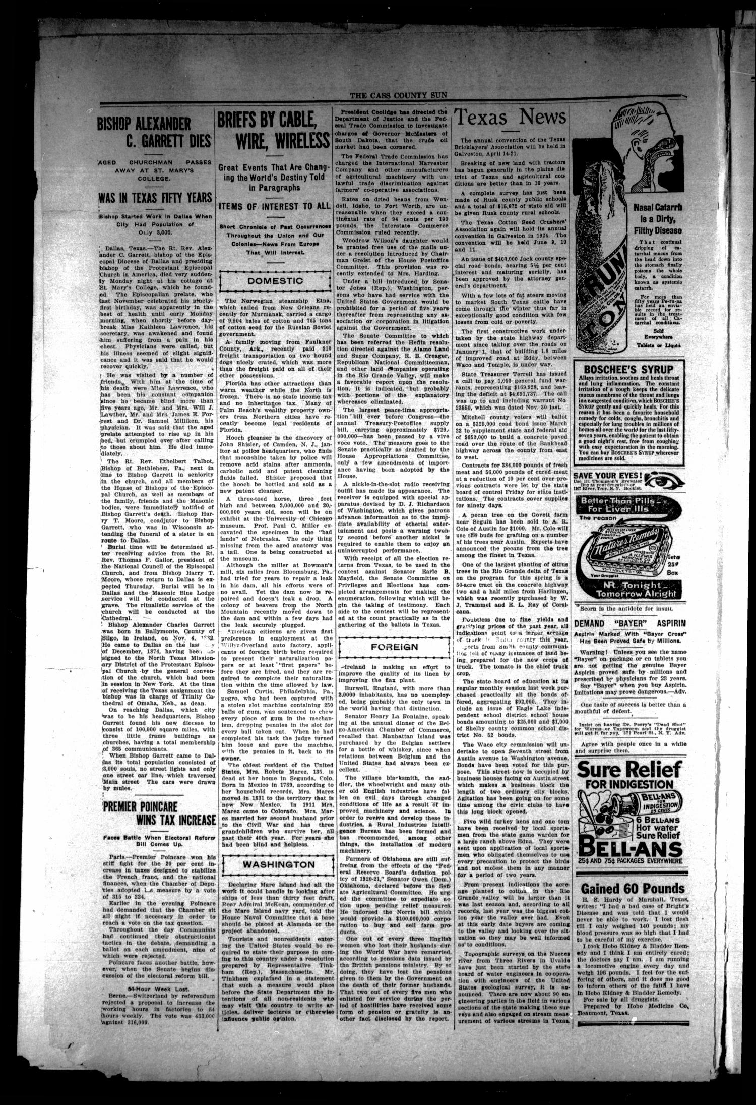The Cass County Sun (Linden, Tex.), Vol. 49, No. 9, Ed. 1 Tuesday, February 26, 1924
                                                
                                                    [Sequence #]: 6 of 8
                                                