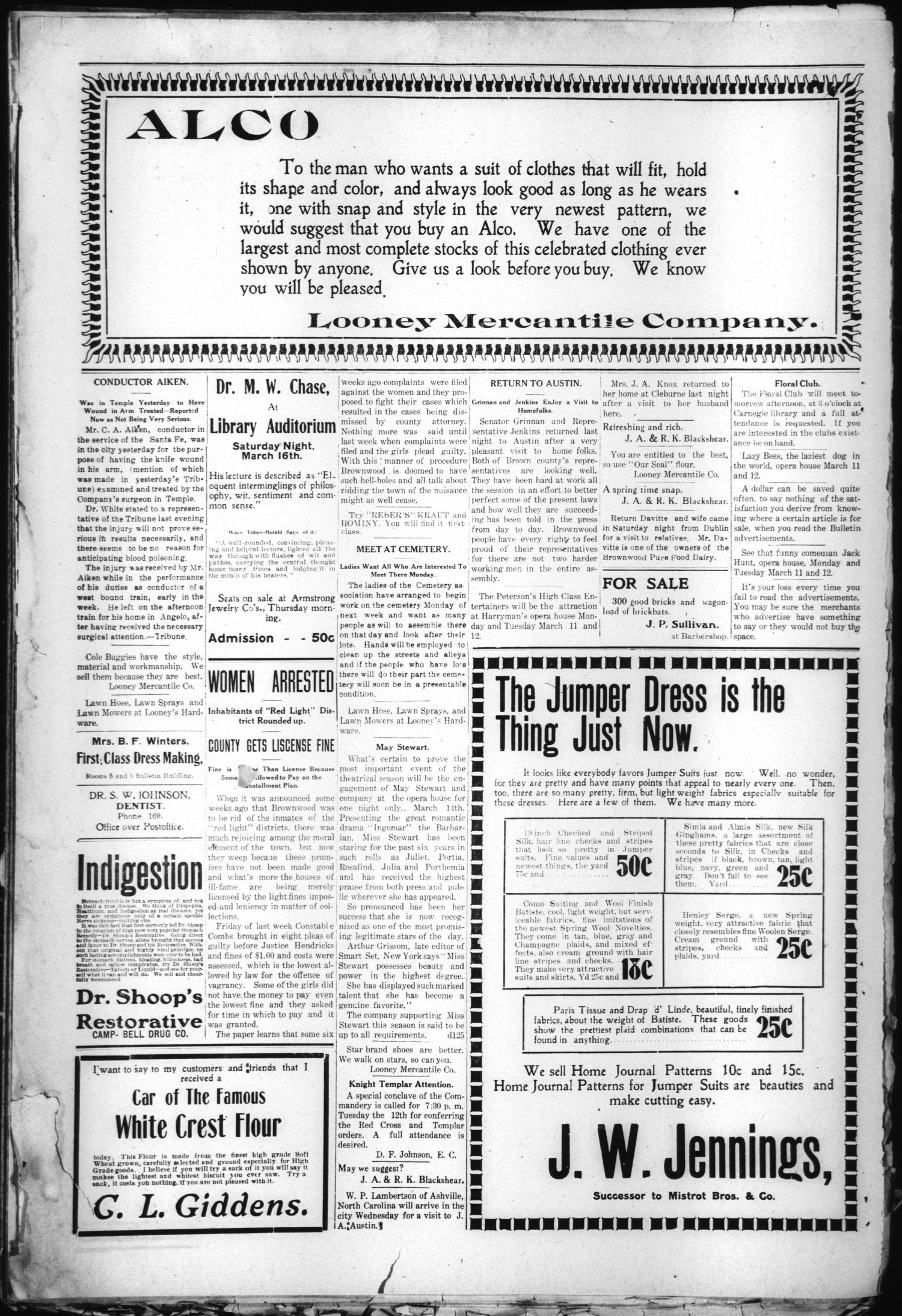 Daily Bulletin. (Brownwood, Tex.), Vol. 7, No. 125, Ed. 1 Monday, March 11, 1907
                                                
                                                    [Sequence #]: 4 of 8
                                                