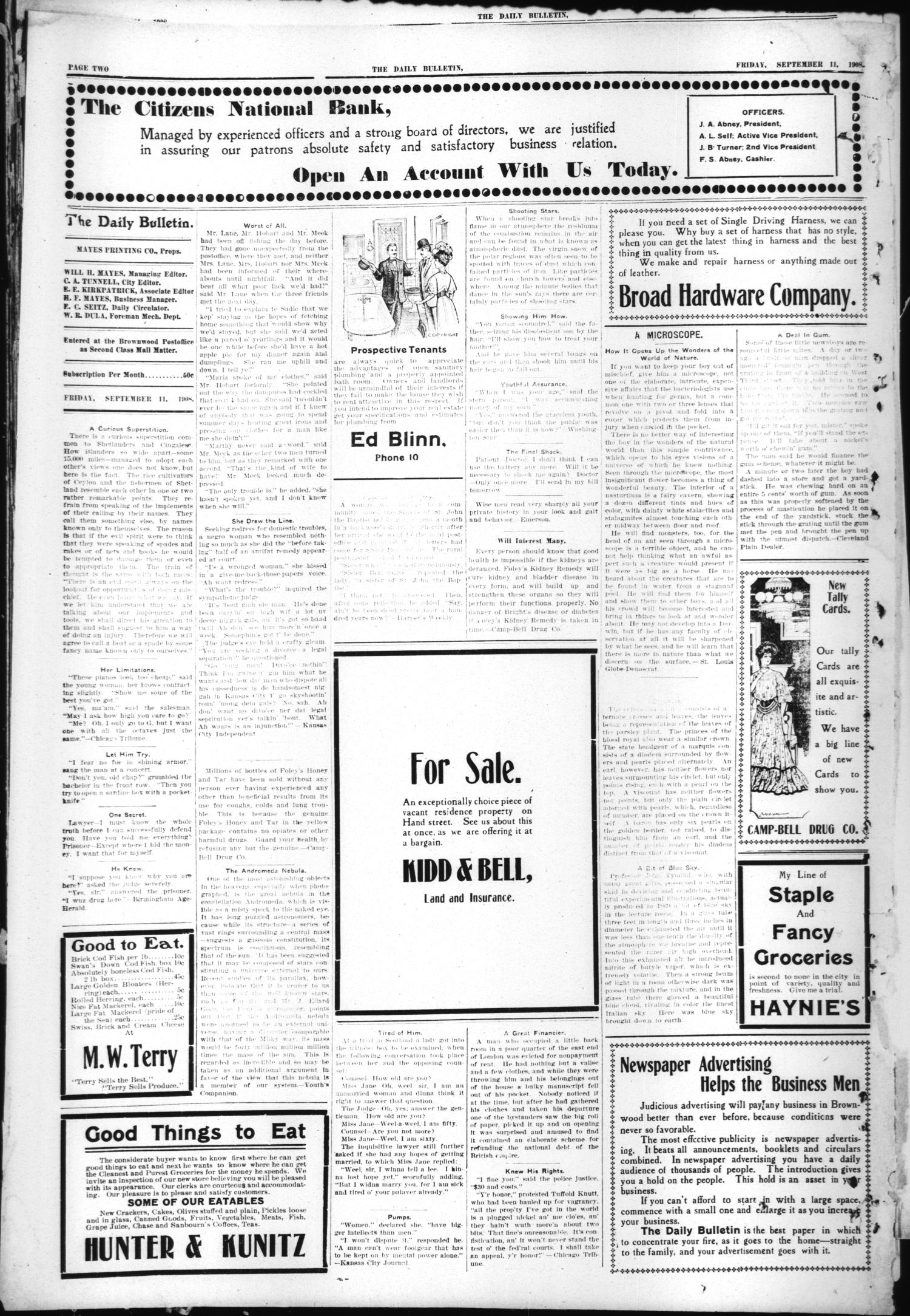 Daily Bulletin. (Brownwood, Tex.), Vol. 8, No. 281, Ed. 1 Friday, September 11, 1908
                                                
                                                    [Sequence #]: 3 of 9
                                                