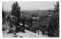 Postcard: [Postcard of people walking on a terrace overlooking a forest]