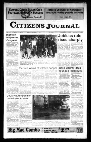 Primary view of object titled 'Citizens Journal (Atlanta, Tex.), Vol. 113, No. 51, Ed. 1 Sunday, December 1, 1991'.