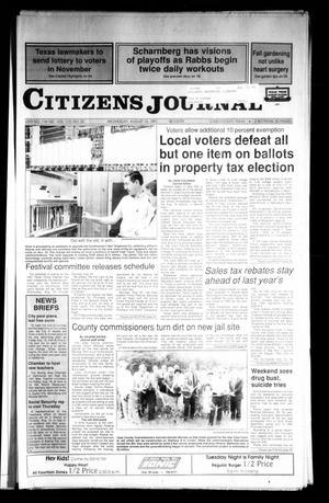 Primary view of object titled 'Citizens Journal (Atlanta, Tex.), Vol. 113, No. 22, Ed. 1 Wednesday, August 14, 1991'.