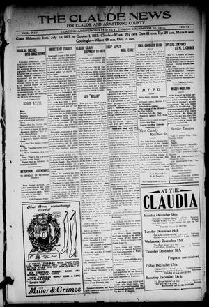 Primary view of object titled 'The Claude News (Claude, Tex.), Vol. 14, No. 12, Ed. 1 Friday, December 10, 1915'.